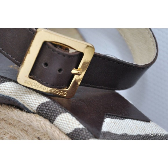 Michael Kors VIOLET Espadrille Wedge Platform Ankle Sandal Zebra/Brown 8/8.5 - Picture 3 of 9